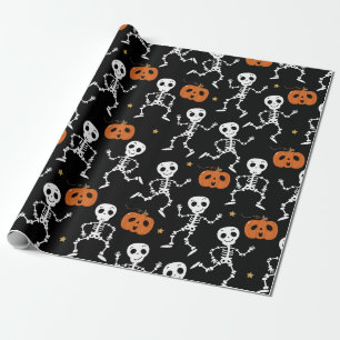 Papier Cadeau Squelette Cute Et Motif Citrouille