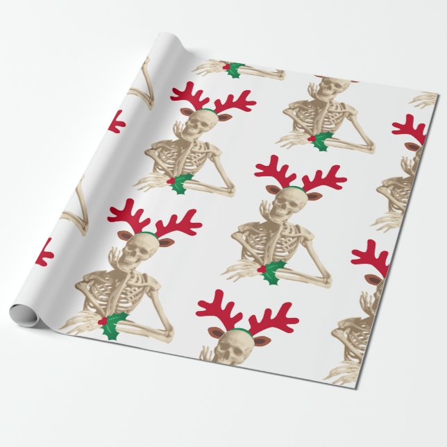 Papier Cadeau squelette de rennes de noël (Déroulé)
