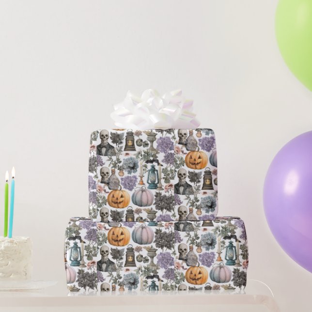 Papier Cadeau Squelette éffrayant et papier Citrouille d'envelop (Cadeaux de fête)