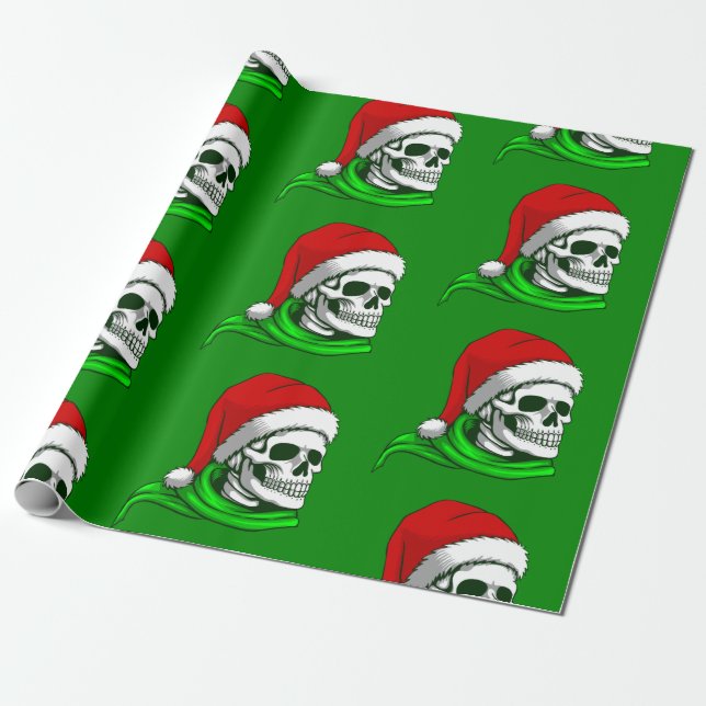 Papier Cadeau squelette gothique de Noël père Noël (Déroulé)