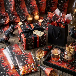 Papier Cadeau Squelettes dansants sur des flammes de feu pour Ha
