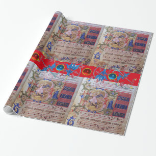 PAPIER CADEAU ST MICHAEL ARCHANGEL PARCHEMENT FLORAL CHORAL