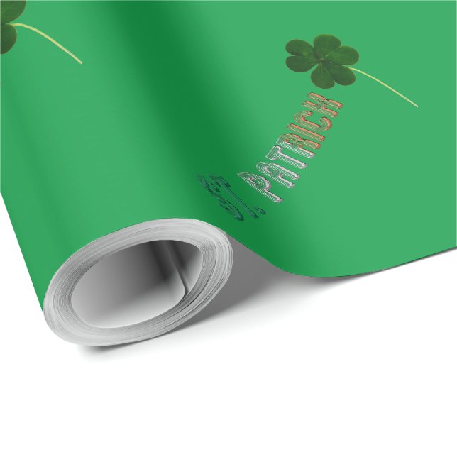 Papier Cadeau St. Patrick Irlande Irlande St. Paddy Typographie (Coin rond)