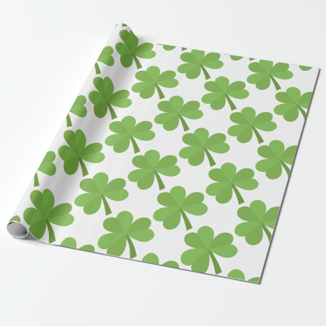 Papier Cadeau St Patrick Shamrock Irlande Irlande Irlande Motif  (Déroulé)