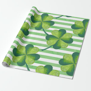 Papier Cadeau St. Patrick's Day Clovers Trendy Stripes