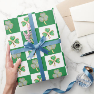 Papier Cadeau St. Patrick's Day Vert Casquette Shamrock Vine irl