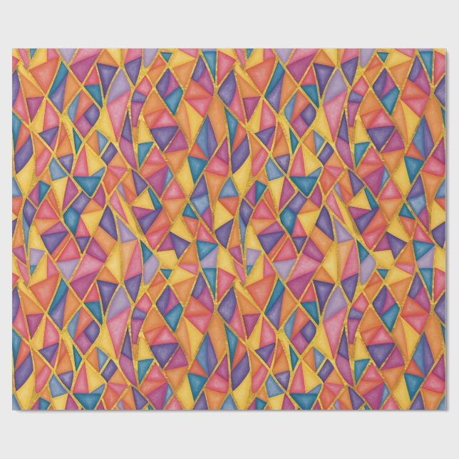 Papier Cadeau Stained Glass Effect Rainbow Wrapping Paper (Plat)