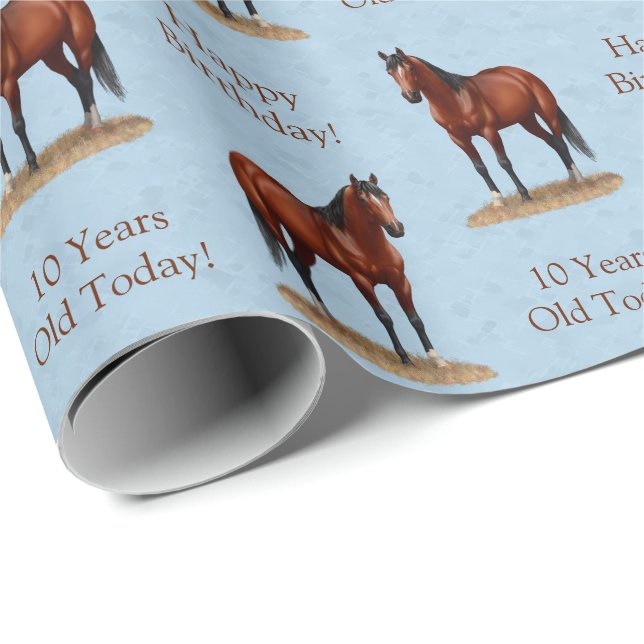 Papier Cadeau Stallion Cheval du Quartier Brown Bay (Coin rond)