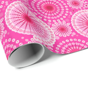 Papier Cadeau Starburbs et pinwheel, fuchsia rose & maron