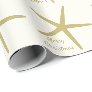 Papier Cadeau Starfish Joyeux Noël Sepia Gold Off White 2023