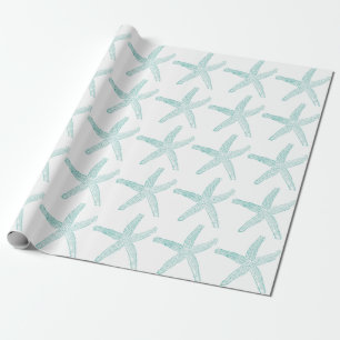 Papier Cadeau Starfish Motif Beach Côté Turquoise Bleu Bleu Bl
