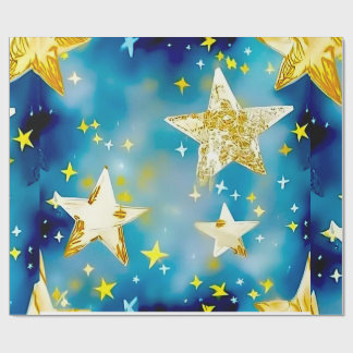Papier Cadeau Starry Night 2 Papiers Cadeaux, Élégant Enveloppem