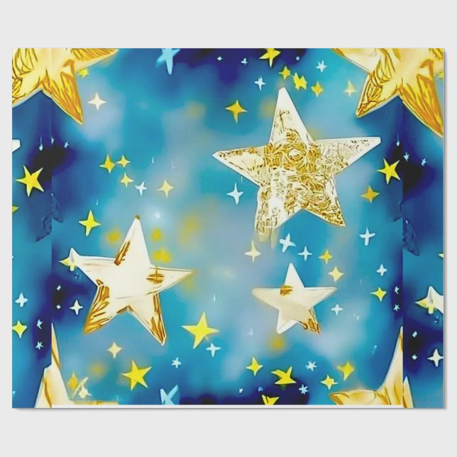 Papier Cadeau Starry Night 2 Papiers Cadeaux, Élégant Enveloppem (Plat)