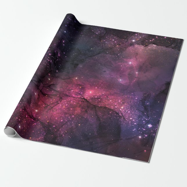 Papier Cadeau Starry Stars Espace extra-atmosphérique Galaxy Mot (Déroulé)