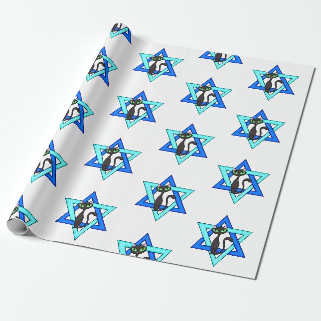 Papier Cadeau Stars de chats juifs (Déroulé)