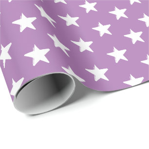 Papier Cadeau Stars Lavender lilas et blanc motif moderne cadeau