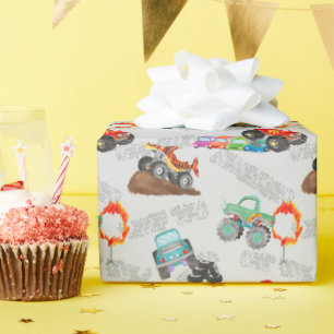 Papier Cadeau Stars Monster Camion Anniversaire Bash Aquarelle