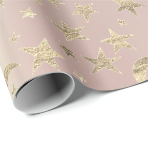 Papier Cadeau Stars Moon Skinny Blush Gold Metal Sky Champaiment