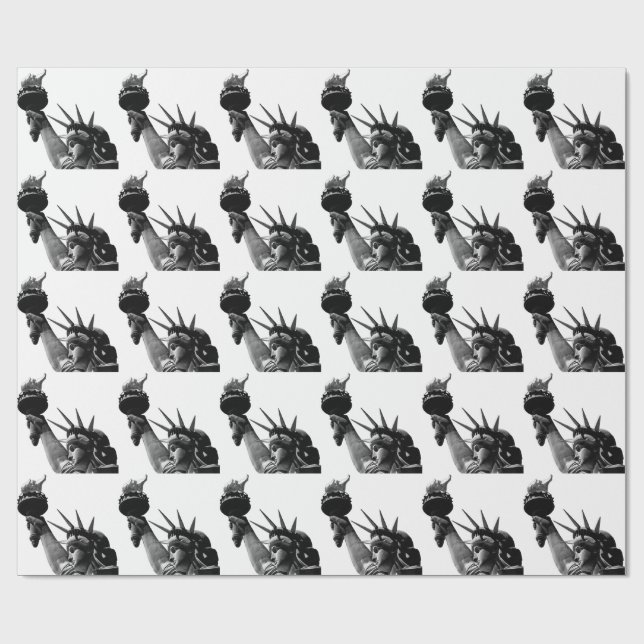 Papier Cadeau Statue de la Liberté Noir & Blanc (Plat)