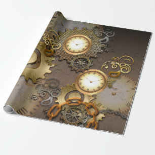 Papier Cadeau Steampunk, horloges et vitesses i