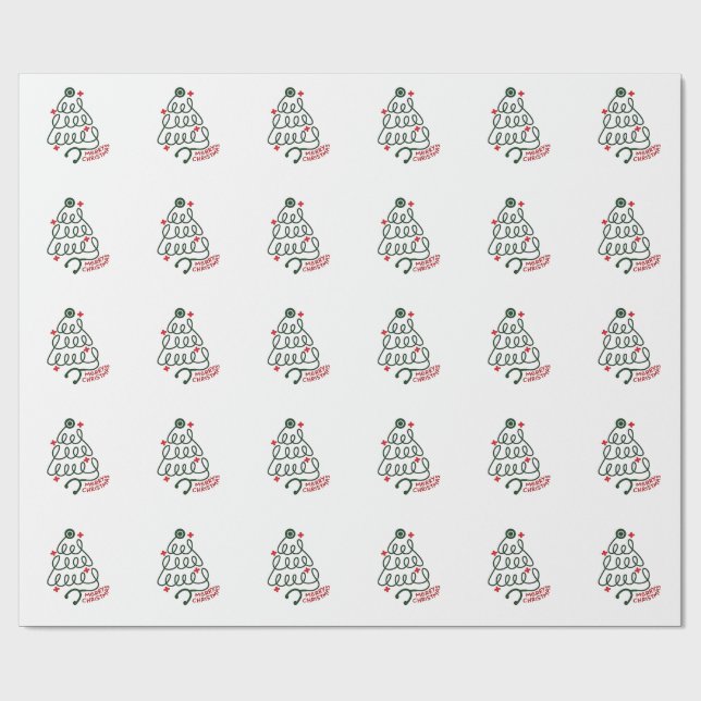 Papier Cadeau Stethoscope Arbre de Noël Lumières Éclairage Infir (Plat)