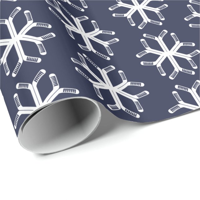 Papier Cadeau Sticks de hockey sur glace Snowflake Motif envelop (Coin rond)