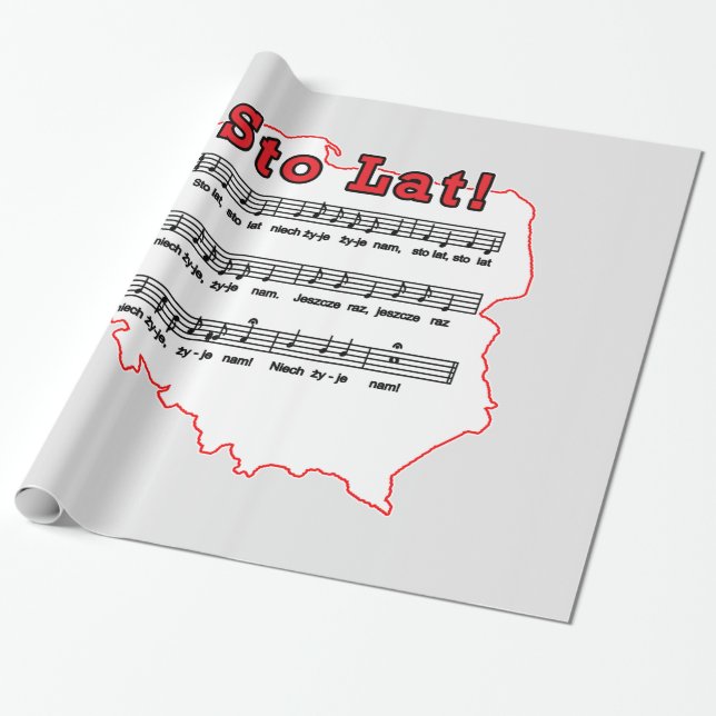 Papier Cadeau Sto Lat ! Carte de la chanson polonaise (Déroulé)