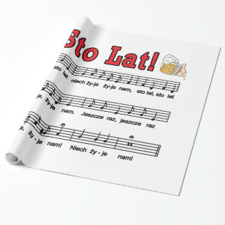 Papier Cadeau Sto Lat ! Chanson Avec Beer Mugs