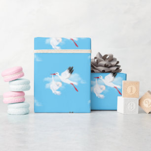 Papier Cadeau Stork and Baby Boy in Nuds
