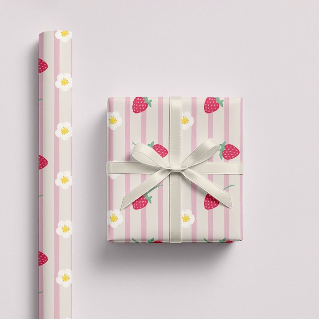 Papier Cadeau Strawberry PatternWrapping Paper (Créateur téléchargé)