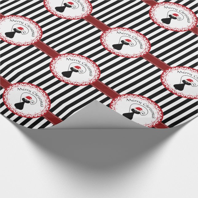 Papier Cadeau Stripes drôles whimsical Père Noël chat Noël (Coin)