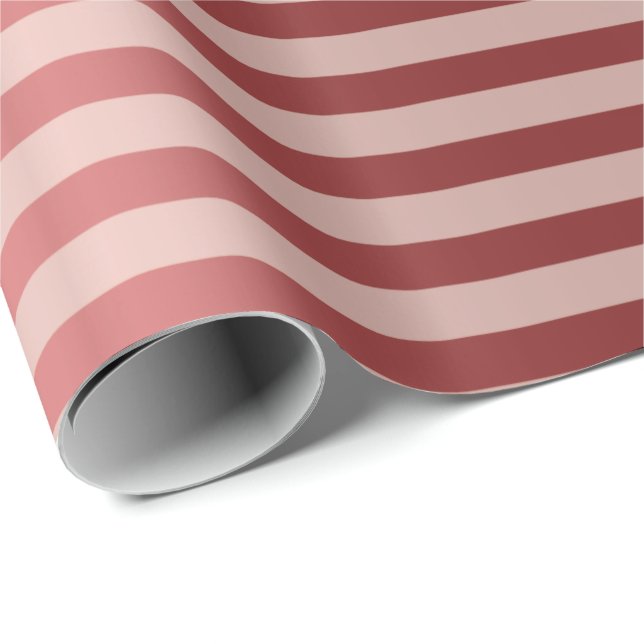 Papier Cadeau Stripes Lines Rose Gold Burgundy Maroon Metal (Coin rond)