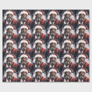 Papier Cadeau Strong Black Santa Melanin Chrismas Claus Men 
