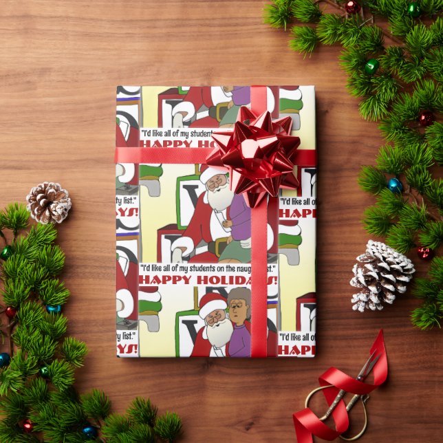 Papier Cadeau Student Naughty List Yellow (Cadeau de vacances)