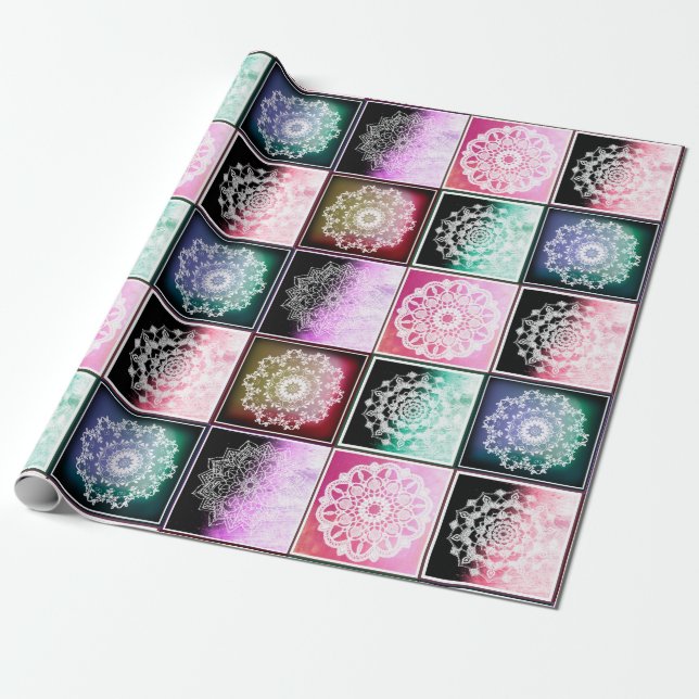 Papier Cadeau Style bohème Mandala Design abstrait (Déroulé)