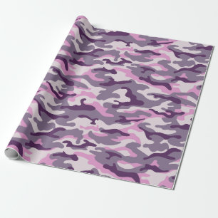 Papier Cadeau Style Camouflage rose violet