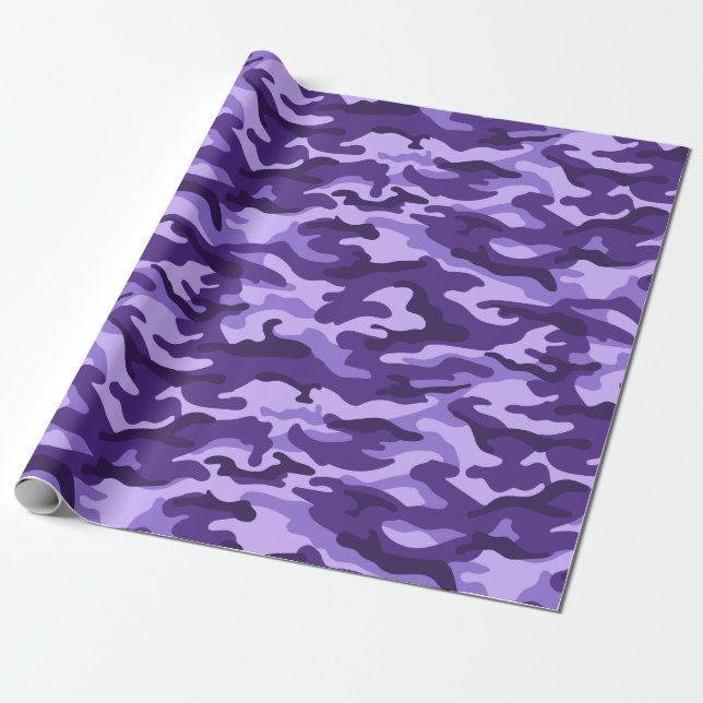 Papier Cadeau Style Camouflage violet lavande (Déroulé)