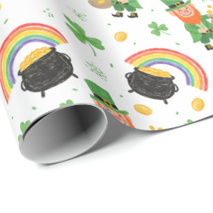 Papier Cadeau Style de coloriage d'enfant Fun St Patrick's Day 
