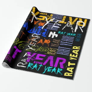 Papier Cadeau Style de graffiti répétant l'année 2020 P de
