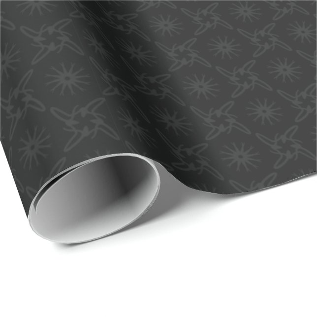 Papier Cadeau Style de luxe Motif noir & gris (Coin rond)