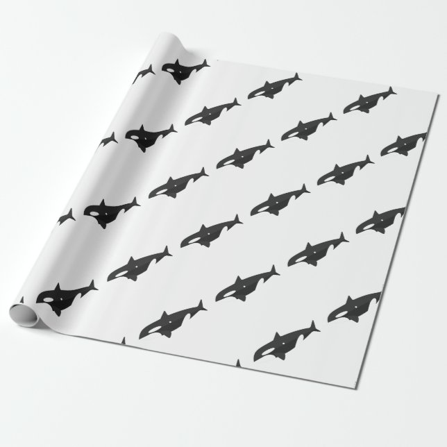 Papier Cadeau Style de primitif de baleine d'orque (Déroulé)