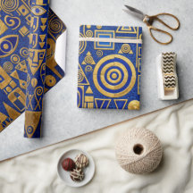 Style Klimt Bleu+Or Renaissance Égyptienne