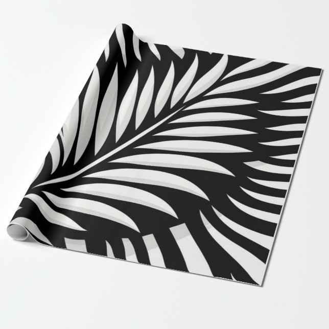 Papier Cadeau Style Leaf Zebra Stripes (Déroulé)