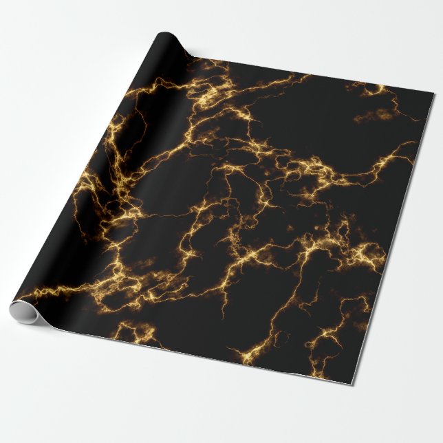 Papier Cadeau Style Marbre élégant3 - Or noir (Déroulé)
