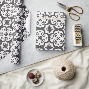 Papier Cadeau Style méditerranéen marocain noir géométrique