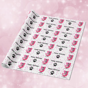 Papier Cadeau Style milieu du siècle Chats d'anniversaire Chats 