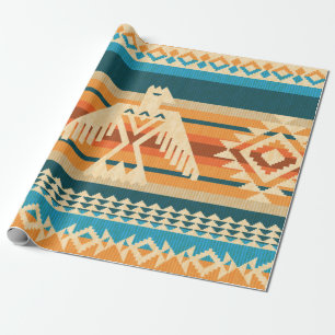 Papier Cadeau Style Navajo abstrait motif sans couture avec aigl