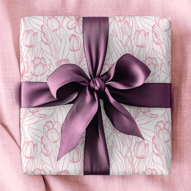 Papier Cadeau Style rose Tulip Motif Floral Girly Chic (Créateur téléchargé)