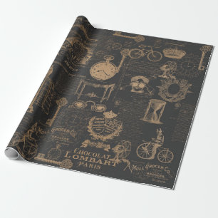Papier Cadeau Style Vintage noir