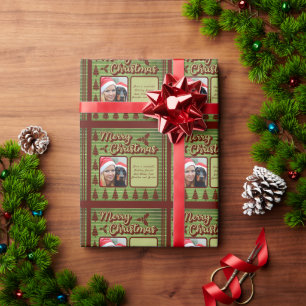 Papier Cadeau Style Vintage rétro Pet Photo Texte Noël